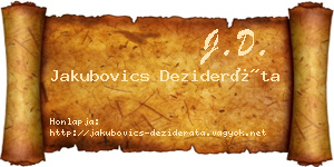 Jakubovics Dezideráta névjegykártya